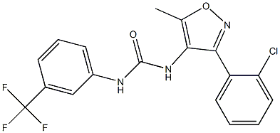 N-[3-(2-chlorophenyl)-5-methylisoxazol-4-yl]-N'-[3-(trifluoromethyl)phenyl]urea Struktur