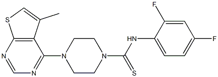 N1-(2,4-difluorophenyl)-4-(5-methylthieno[2,3-d]pyrimidin-4-yl)piperazine-1-carbothioamide Struktur