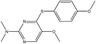 5-methoxy-4-[(4-methoxyphenyl)sulfanyl]-N,N-dimethyl-2-pyrimidinamine Struktur