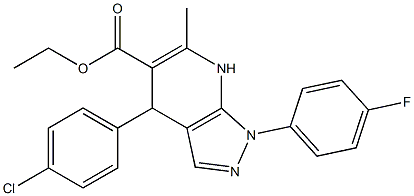 ethyl 4-(4-chlorophenyl)-1-(4-fluorophenyl)-6-methyl-4,7-dihydro-1H-pyrazolo[3,4-b]pyridine-5-carboxylate Struktur