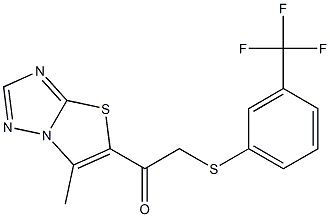 1-(6-methyl[1,3]thiazolo[3,2-b][1,2,4]triazol-5-yl)-2-{[3-(trifluoromethyl)phenyl]sulfanyl}-1-ethanone Struktur