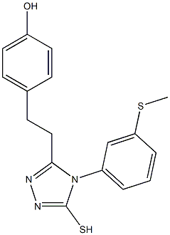 4-(2-{5-mercapto-4-[3-(methylthio)phenyl]-4H-1,2,4-triazol-3-yl}ethyl)phenol Struktur