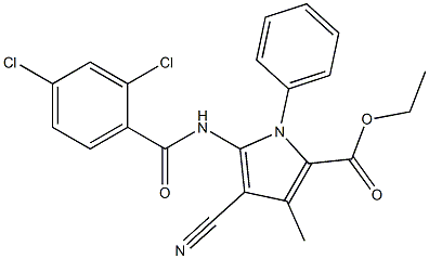 ethyl 4-cyano-5-[(2,4-dichlorobenzoyl)amino]-3-methyl-1-phenyl-1H-pyrrole-2-carboxylate Struktur