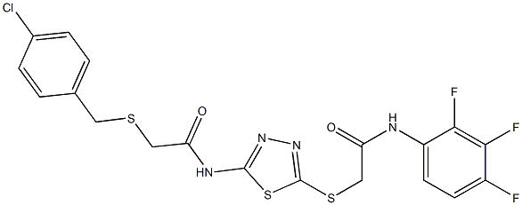 N1-(5-{[2-oxo-2-(2,3,4-trifluoroanilino)ethyl]thio}-1,3,4-thiadiazol-2-yl)-2-[(4-chlorobenzyl)thio]acetamide Struktur