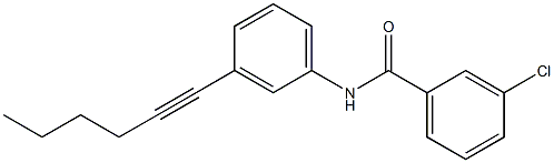 3-chloro-N-[3-(1-hexynyl)phenyl]benzenecarboxamide Struktur