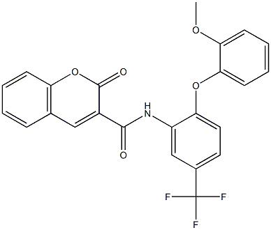 N3-[2-(2-methoxyphenoxy)-5-(trifluoromethyl)phenyl]-2-oxo-2H-chromene-3-carboxamide Struktur