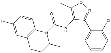 N1-[3-(2-chlorophenyl)-5-methyl-4-isoxazolyl]-6-fluoro-2-methyl-1,2,3,4-tetrahydro-1-quinolinecarboxamide Struktur