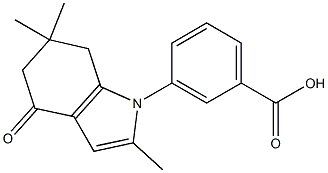 3-(2,6,6-trimethyl-4-oxo-4,5,6,7-tetrahydro-1H-indol-1-yl)benzenecarboxylic acid Struktur