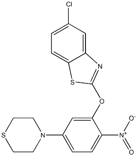 5-chloro-2-[2-nitro-5-(1,4-thiazinan-4-yl)phenoxy]-1,3-benzothiazole Struktur