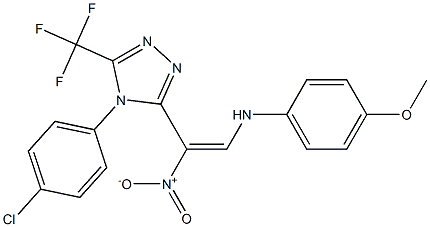 N-{2-[4-(4-chlorophenyl)-5-(trifluoromethyl)-4H-1,2,4-triazol-3-yl]-2-nitrovinyl}-4-methoxyaniline Struktur