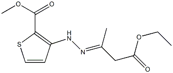 methyl 3-[2-(3-ethoxy-1-methyl-3-oxopropylidene)hydrazino]thiophene-2-carboxylate Struktur