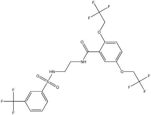 2,5-bis(2,2,2-trifluoroethoxy)-N-[2-({[3-(trifluoromethyl)phenyl]sulfonyl}amino)ethyl]benzenecarboxamide Struktur