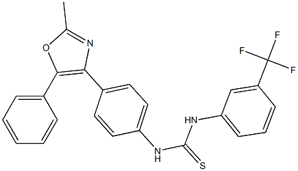 N-[4-(2-methyl-5-phenyl-1,3-oxazol-4-yl)phenyl]-N'-[3-(trifluoromethyl)phenyl]thiourea Struktur