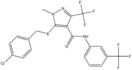 5-[(4-chlorobenzyl)sulfanyl]-1-methyl-3-(trifluoromethyl)-N-[3-(trifluoromethyl)phenyl]-1H-pyrazole-4-carboxamide Struktur