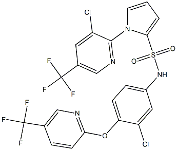 1-[3-chloro-5-(trifluoromethyl)-2-pyridinyl]-N-(3-chloro-4-{[5-(trifluoromethyl)-2-pyridinyl]oxy}phenyl)-1H-pyrrole-2-sulfonamide Struktur