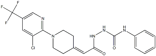 2-(2-{1-[3-chloro-5-(trifluoromethyl)-2-pyridinyl]-4-piperidinylidene}acetyl)-N-phenyl-1-hydrazinecarboxamide Struktur