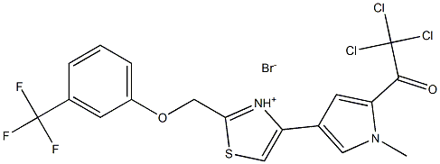 4-[1-methyl-5-(2,2,2-trichloroacetyl)-1H-pyrrol-3-yl]-2-{[3-(trifluoromethyl)phenoxy]methyl}-1,3-thiazol-3-ium bromide Struktur