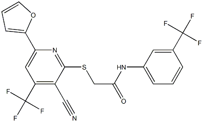 2-{[3-cyano-6-(2-furyl)-4-(trifluoromethyl)-2-pyridinyl]sulfanyl}-N-[3-(trifluoromethyl)phenyl]acetamide Struktur