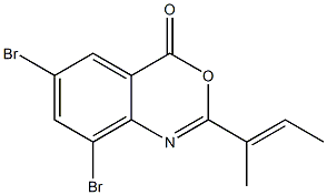 6,8-dibromo-2-(1-methylprop-1-enyl)-4H-3,1-benzoxazin-4-one Struktur