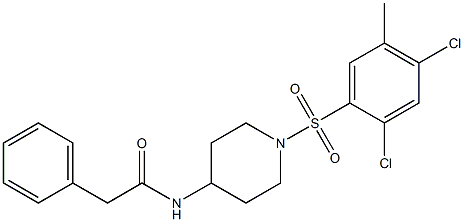 N-{1-[(2,4-dichloro-5-methylphenyl)sulfonyl]piperidin-4-yl}-2-phenylacetamide Struktur