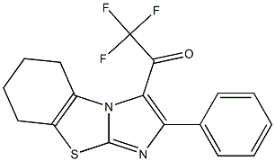 2,2,2-trifluoro-1-(2-phenyl-5,6,7,8-tetrahydroimidazo[2,1-b][1,3]benzothiazol-3-yl)-1-ethanone Struktur