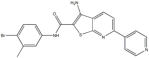 3-amino-N-(4-bromo-3-methylphenyl)-6-(4-pyridinyl)thieno[2,3-b]pyridine-2-carboxamide Struktur