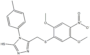 5-{[(2,5-dimethoxy-4-nitrophenyl)thio]methyl}-4-(4-methylphenyl)-4H-1,2,4-triazole-3-thiol Struktur