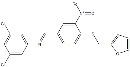 N-(3,5-dichlorophenyl)-N-((E)-{4-[(2-furylmethyl)sulfanyl]-3-nitrophenyl}methylidene)amine Struktur