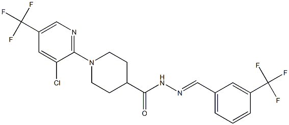 1-[3-chloro-5-(trifluoromethyl)-2-pyridinyl]-N'-{[3-(trifluoromethyl)phenyl]methylene}-4-piperidinecarbohydrazide Struktur