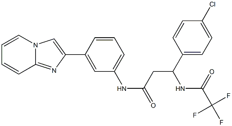 3-(4-chlorophenyl)-N-(3-imidazo[1,2-a]pyridin-2-ylphenyl)-3-[(2,2,2-trifluoroacetyl)amino]propanamide Struktur