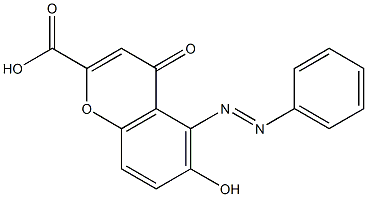 6-hydroxy-4-oxo-5-(2-phenyldiaz-1-enyl)-4H-chromene-2-carboxylic acid Struktur