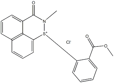 1-[2-(methoxycarbonyl)phenyl]-2-methyl-3-oxo-2,3-dihydronaphtho[1,8-de][1,2 ]thiazin-1-ium chloride Struktur