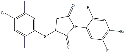 1-(4-bromo-2,5-difluorophenyl)-3-[(4-chloro-2,5-dimethylphenyl)thio]pyrrolidine-2,5-dione Struktur