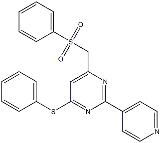 4-(phenylsulfanyl)-6-[(phenylsulfonyl)methyl]-2-(4-pyridinyl)pyrimidine Struktur