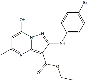 ethyl 2-(4-bromoanilino)-7-hydroxy-5-methylpyrazolo[1,5-a]pyrimidine-3-carb oxylate Struktur