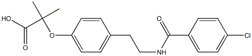 2-(4-{2-[(4-chlorobenzoyl)amino]ethyl}phenoxy)-2-methylpropanoic acid Struktur