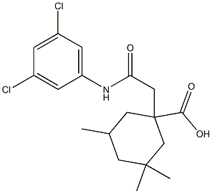 1-[2-(3,5-dichloroanilino)-2-oxoethyl]-3,3,5-trimethylcyclohexanecarboxylic acid Struktur