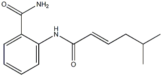 2-{[(E)-5-methyl-2-hexenoyl]amino}benzenecarboxamide Struktur