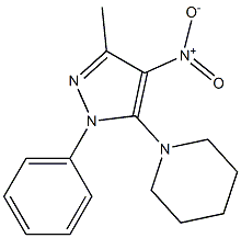 1-(3-methyl-4-nitro-1-phenyl-1H-pyrazol-5-yl)piperidine Struktur