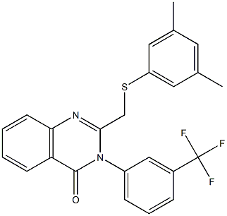 2-{[(3,5-dimethylphenyl)sulfanyl]methyl}-3-[3-(trifluoromethyl)phenyl]-4(3H)-quinazolinone Struktur