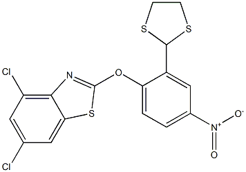 4,6-dichloro-2-[2-(1,3-dithiolan-2-yl)-4-nitrophenoxy]-1,3-benzothiazole Struktur