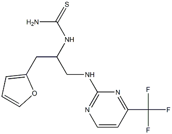 N-tetrahydrofuran-2-ylmethyl-N'-(2-{[4-(trifluoromethyl)pyrimidin-2-yl]amino}ethyl)thiourea Struktur