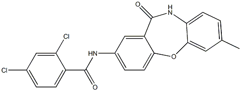 2,4-dichloro-N-(7-methyl-11-oxo-10,11-dihydrodibenzo[b,f][1,4]oxazepin-2-yl)benzenecarboxamide Struktur