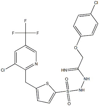 N'-[2-(4-chlorophenoxy)ethanimidoyl]-5-{[3-chloro-5-(trifluoromethyl)-2-pyridinyl]methyl}-2-thiophenesulfonohydrazide Struktur