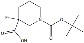 1-(tert-butoxycarbonyl)-3-fluoropiperidine-3-carboxylic acid Struktur