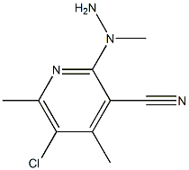 2-(1-methylhydrazinyl)-5-chloro-4,6-dimethylpyridine-3-carbonitrile Struktur