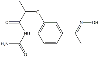 (2-{3-[1-(hydroxyimino)ethyl]phenoxy}propanoyl)urea Struktur