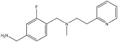 [3-fluoro-4-({methyl[2-(pyridin-2-yl)ethyl]amino}methyl)phenyl]methanamine Struktur