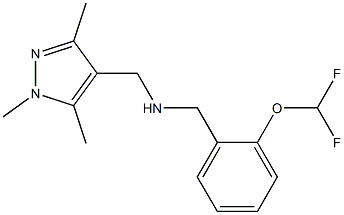 {[2-(difluoromethoxy)phenyl]methyl}[(1,3,5-trimethyl-1H-pyrazol-4-yl)methyl]amine Struktur