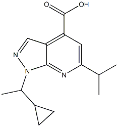 1-(1-cyclopropylethyl)-6-isopropyl-1H-pyrazolo[3,4-b]pyridine-4-carboxylic acid Structure